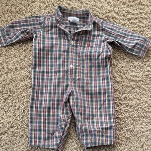 Polo Plaid Button-Up Baby Romper